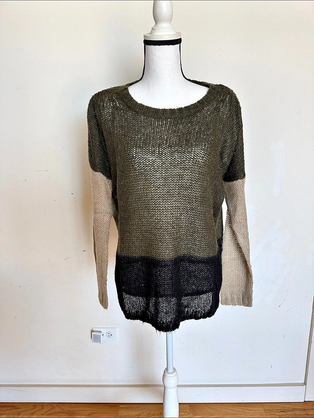 Topshop 23Y03CK3RACK Color Block Knit Sweater Size 4